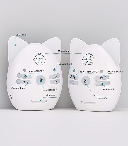 7MD Wireless Audio Baby Monitor With 2-Way Communication, Music & Night Light