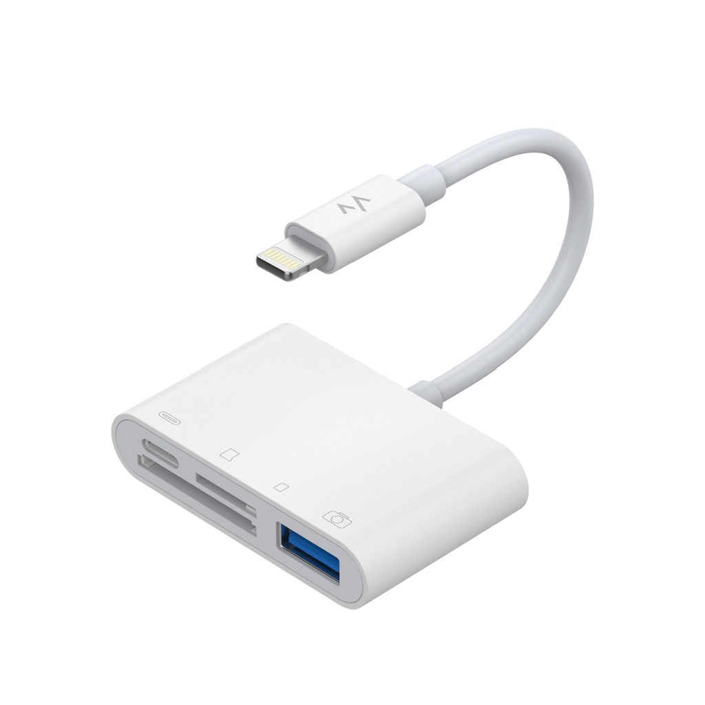 7MD 4 in 1 Lightning Connector With USB + Lightning + SD/TF Card + Memory Card Reader (7MD-A01L)