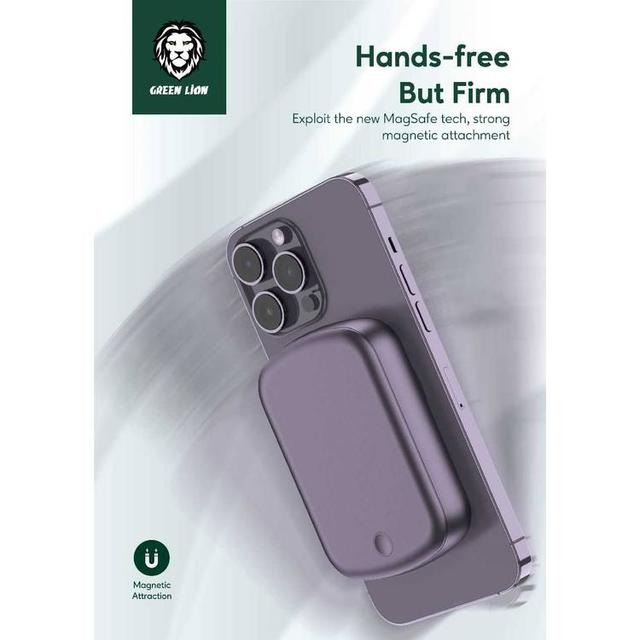 Green Lion Luxembourg 10000mAh Slim & Compact Power Bank, MagSafe Compatibility, PD 20W, With Wireless Charging (GNLXPBBK)