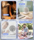 7MD 2 IN 1 Table and Wall Fan, USB Rechargeable Electric Desk Fan Oscillating Desktop Quiet Fan with 4 Speeds and LED Night Light