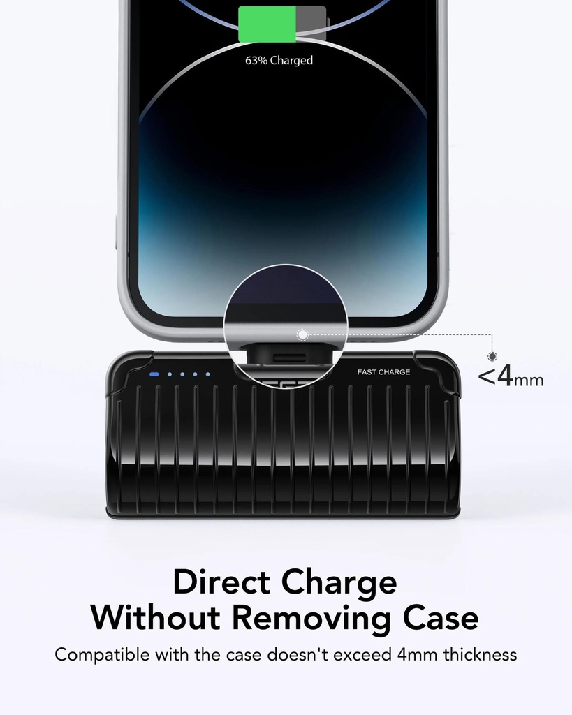7MD Mini Portable Power Bank 5,000 mAh + Led Indicator With Built-In Plugon-C/L