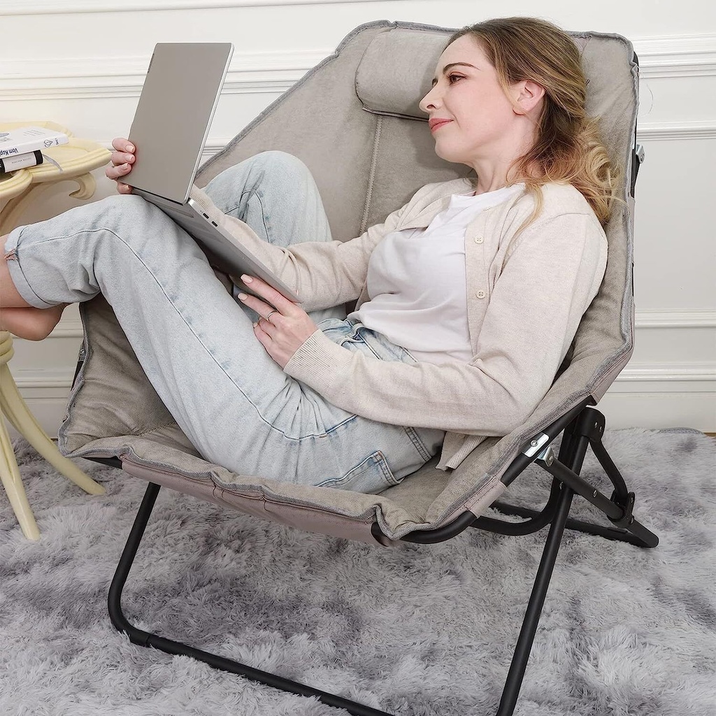 SUN GLOBAL Hexagon Foldable Chairs From Comfortable Leather & Stainless Steel Base For Comfortable Sitting (AC751D)