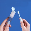7MD Travel Toothbrush with a Builtin Case for Toothpaste, Folding Handle, Soft Bristle, Blue Color