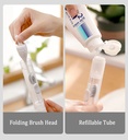 7MD Travel Toothbrush with a Builtin Case for Toothpaste, Folding Handle, Soft Bristle, Blue Color