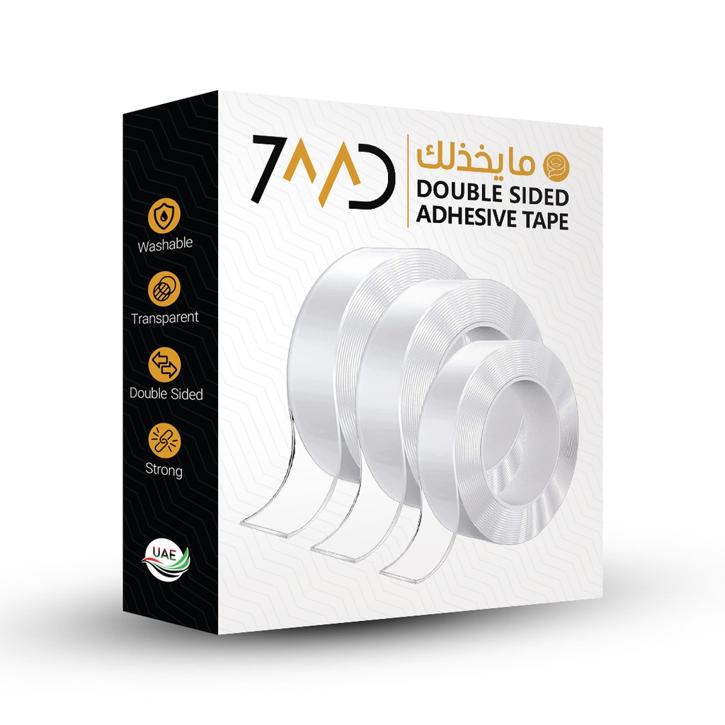 7MD Transparent Double Sided Adhesive Tape, Washable & Reusable