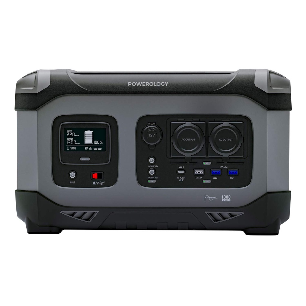 Powerology 392000mAh 1300W Portable Power Generator PD 60W - Black | PPBCHA23 |