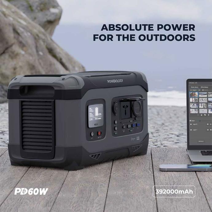 Powerology 392000mAh 1300W Portable Power Generator PD 60W - Black | PPBCHA23 |