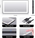 7MD Car Visor LED Vanity Mirror, Rechargeable Car Makeup Mirror with LED Lights