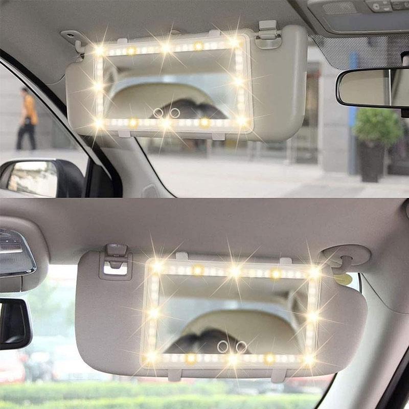 7MD Car Visor LED Vanity Mirror, Rechargeable Car Makeup Mirror with LED Lights