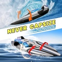 Fire Breathing Dragon 2.4GHZ Remote control Racing Boat Double Motor Drive High-speed Racing RC Boat 30KM/H Sealed Waterproof Intelligent Alarm LED Night Light 14+AGES (4D-S1)