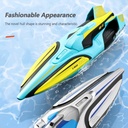 Fire Breathing Dragon 2.4GHZ Remote control Racing Boat Double Motor Drive High-speed Racing RC Boat 30KM/H Sealed Waterproof Intelligent Alarm LED Night Light 14+AGES (4D-S1)