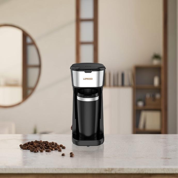 LePresso Coffee Maker with Travelling Mug 450W - Black | LPCMTMBK |