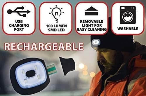 7MD Unisex Beanie Hat With Rechargeable LED Light