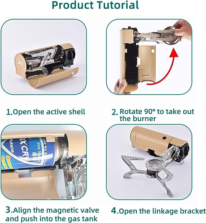 7MD Portable Gas Camping Stove with Storage Bag Adventure suitable for Picnic/Backpacking Hiking/Home Travel, Winter Collection