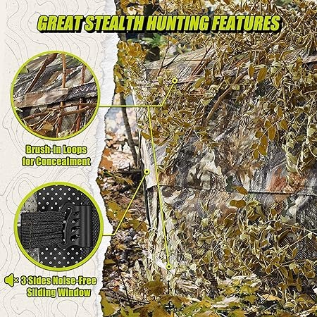 Portable 2-3 Person See-Through Tent For Camping & Hunting