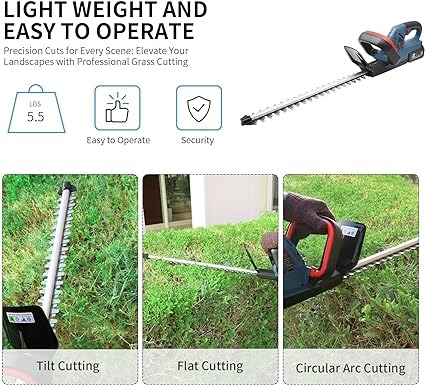 BOSS Cordless Hedge Trimmer Brushless, Electric Shrub Cutter, Grass Trimming with Rechargeable Battery & Charger for Effortless Use | BS123JB267-3 |
