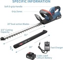 BOSS Cordless Hedge Trimmer Brushless, Electric Shrub Cutter, Grass Trimming with Rechargeable Battery & Charger for Effortless Use | BS123JB267-3 |
