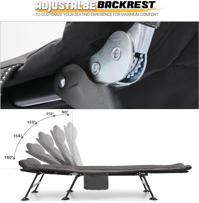 Outdoor Lounger Cot Bed for Sleeping with Carry Bag, Portable Camping Bed for Outdoor Camping Office Use, Supports 300 lbs