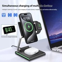 7MD 3 IN 1 Foldable Fast Wireless Charging Station 15W For Phone / Watch / Earpods Model: 7MD-W07