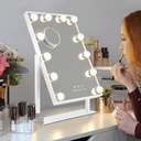 7MD LED Lamp Makeup Mirror with Lights 12 Lamp Dimmable Bulbs, 360 Rotation 3 Color Mode Smart Touch Control Mirrors
