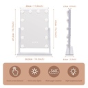 7MD LED Lamp Makeup Mirror with Lights 12 Lamp Dimmable Bulbs, 360 Rotation 3 Color Mode Smart Touch Control Mirrors