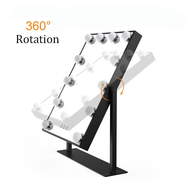 7MD LED Lamp Makeup Mirror with Lights 12 Lamp Dimmable Bulbs, 360 Rotation 3 Color Mode Smart Touch Control Mirrors