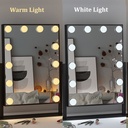 7MD LED Lamp Makeup Mirror with Lights 12 Lamp Dimmable Bulbs, 360 Rotation 3 Color Mode Smart Touch Control Mirrors