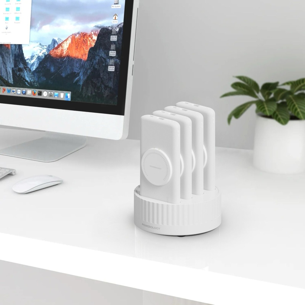 Powerology 4 IN 1 Wireless Power Bank Terminal 4x 10000mAh Power Bank  (PPBCHA2641BK/WH)