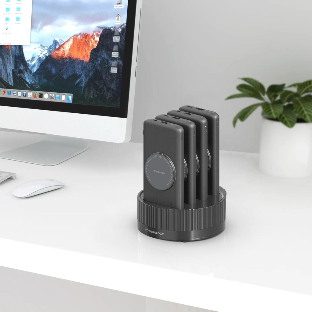 Powerology 4 IN 1 Wireless Power Bank Terminal 4x 10000mAh Power Bank  (PPBCHA2641BK/WH)
