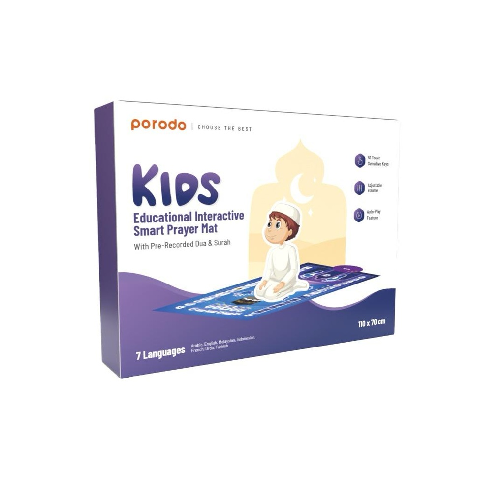 Porodo Kids Educational Interactive Smart Prayer Mat 110 x 70cm - Blue | PD-KEPM-BU |