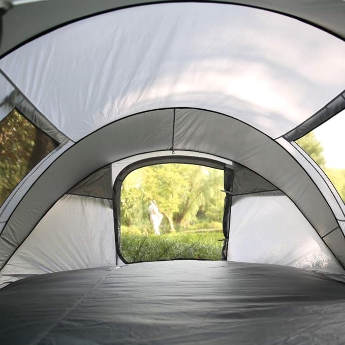 Portable Quick Setup Camping Tent For 2-3 Person With Dual Doors & Windows (280x200x120 H) Grey - Winter Collection