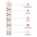 7MD Power Socket 4-Outlet, Power Extension Socket (USB*2+Type-C*4) 3000W