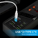 7MD Power Socket 4-Outlet, Power Extension Socket (USB*2+Type-C*4) 3000W