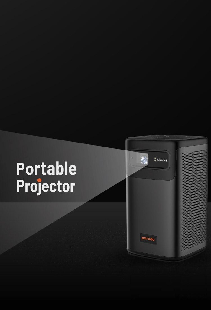 Porodo Android 9.0 960*540P DLP Portable Projector - Black | PD-LSDLPP-BK |