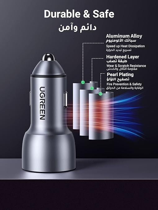 UGREEN 52.5W Fast Car Charger Dual USB Ports Fast Car Power Adapter | CD213 / P/N: 60980B |