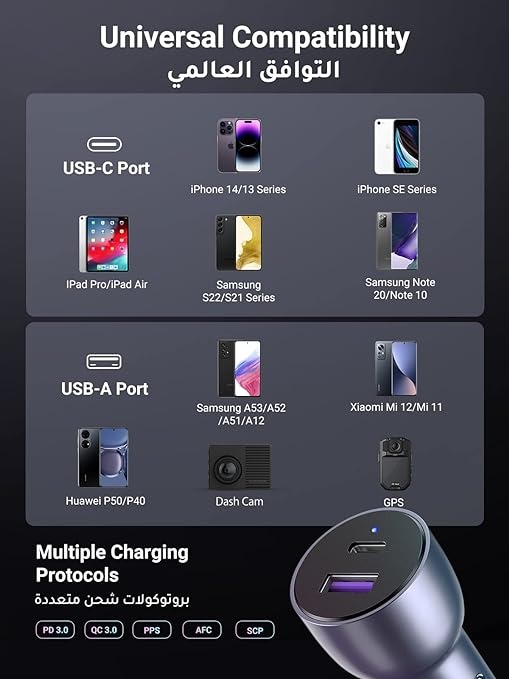 UGREEN 52.5W Fast Car Charger Dual USB Ports Fast Car Power Adapter | CD213 / P/N: 60980B |