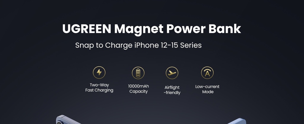 UGREEN Magsafe Power Bank 10000mAh, Wireless Portable Charger 15W with Kickstand Magnetic, PD 20W USB-C Fast Charging for iPhone | PB206 | 15086 |