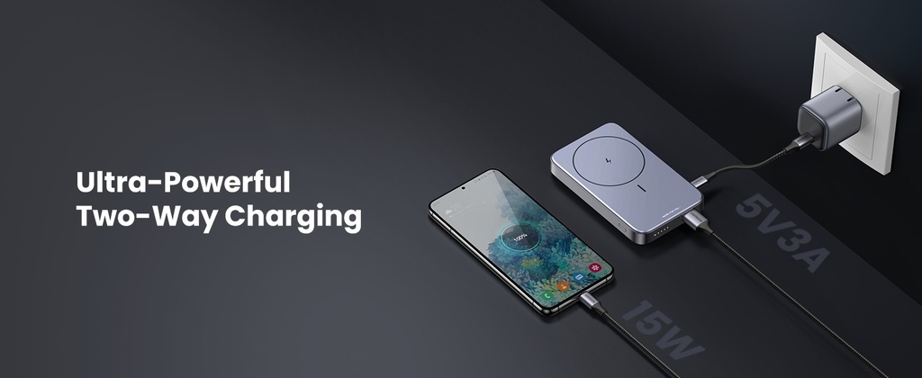 UGREEN Magsafe Power Bank 10000mAh, Wireless Portable Charger 15W with Kickstand Magnetic, PD 20W USB-C Fast Charging for iPhone | PB206 | 15086 |