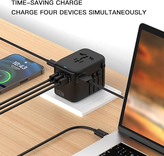 7MD 100W GaN Technology Travel Adapter With 4 USB-C + 1 USB-A Ports | 7MD-WS |
