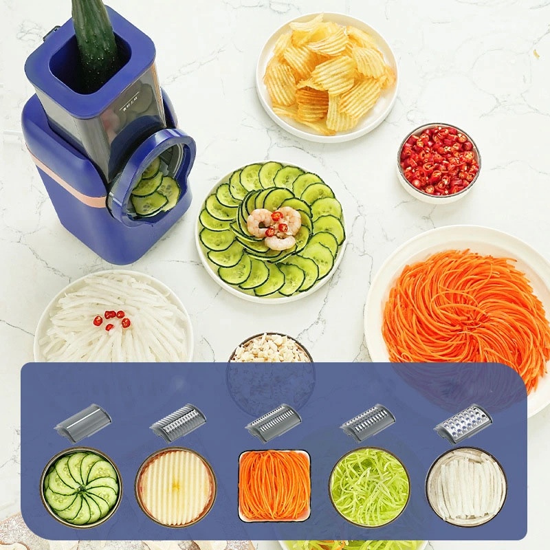 7MD Electric Food Slicer Multifunctional Vegetable Cutter Potato Slicer Rotary Cheese Graters Chopper Shredders | MDQ1B | - Blue