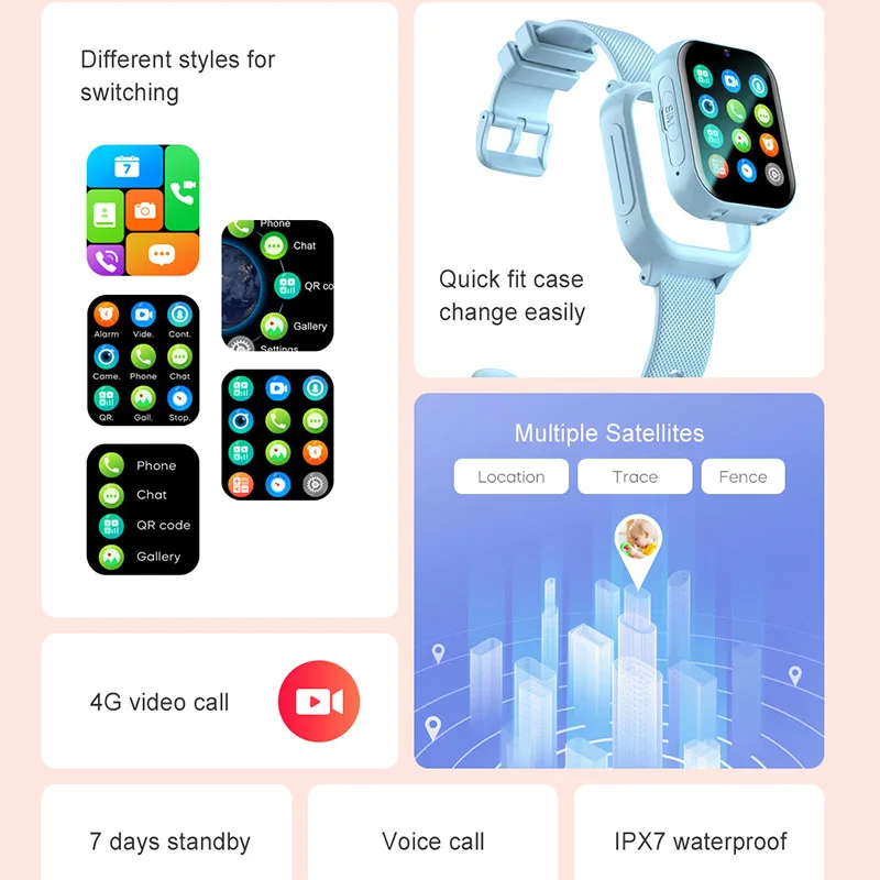 7MD Kids Smart Watch 4G With SIM Card Slot / GPS Tracker / Video Call - K26