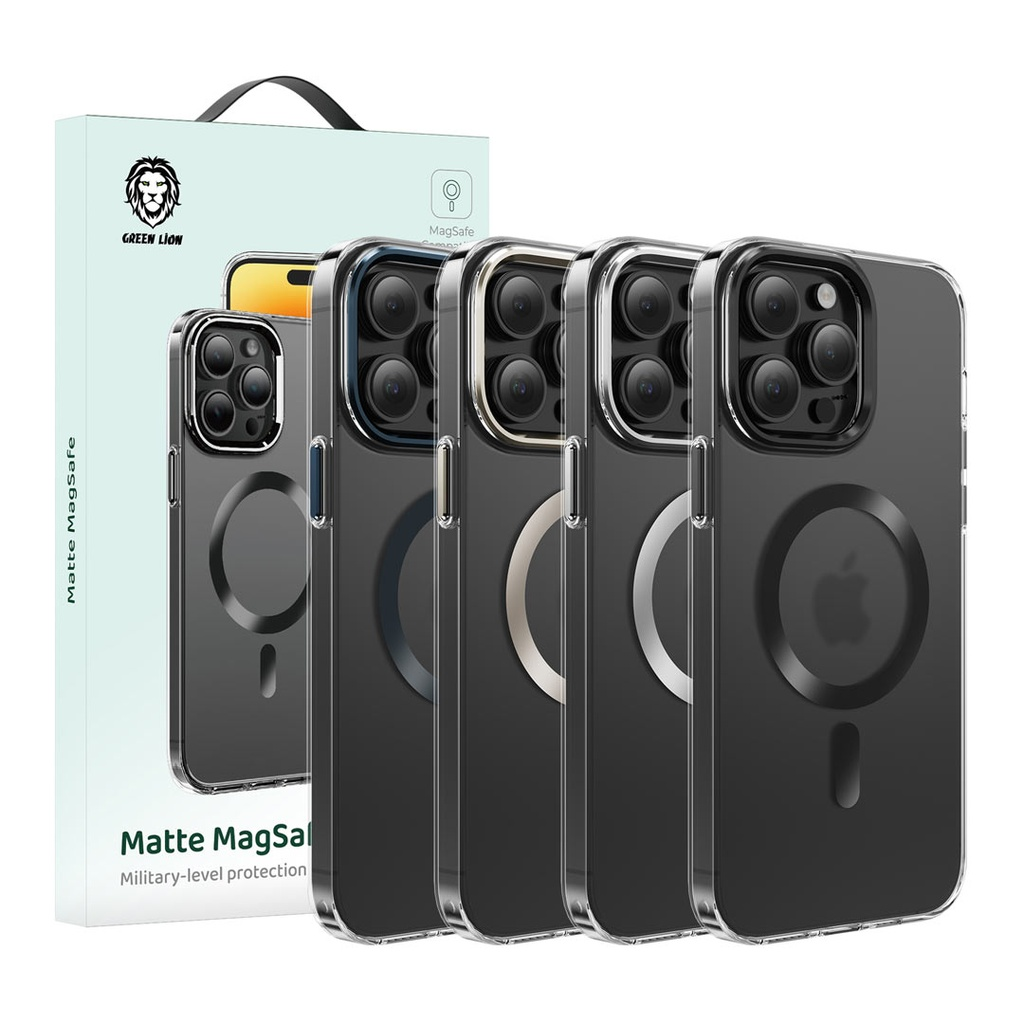 Green Lion Matte MagSafe （Metal Camera Ring and Metal Button）iPhone 15 Pro Max | GNMAGCMR15 |