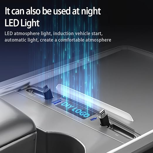 Retractable Hub Charging Station For Tesla Model 3/Y2021-2022 With Lightning & Type-C Cables