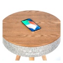 BLUEMAN Z1 Portable Bluetooth Speaker Table, Battery Ash Wood 6600mAh Wireless Charging