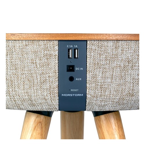 BLUEMAN Z1 Portable Bluetooth Speaker Table, Battery Ash Wood 6600mAh Wireless Charging