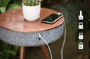 BLUEMAN Z1 Portable Bluetooth Speaker Table, Battery Ash Wood 6600mAh Wireless Charging