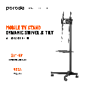 Porodo Mobile TV Stand Dynamic For 23"-60" Inch TVs with MAX VESA 400x400mm | PD-TVCRT-BK |