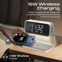 Promate Multi-Function LED Alarm Clock with 15W Wireless Charger, Night Light Modes, Alarm & Snooze Functions | Lumix-15W |
