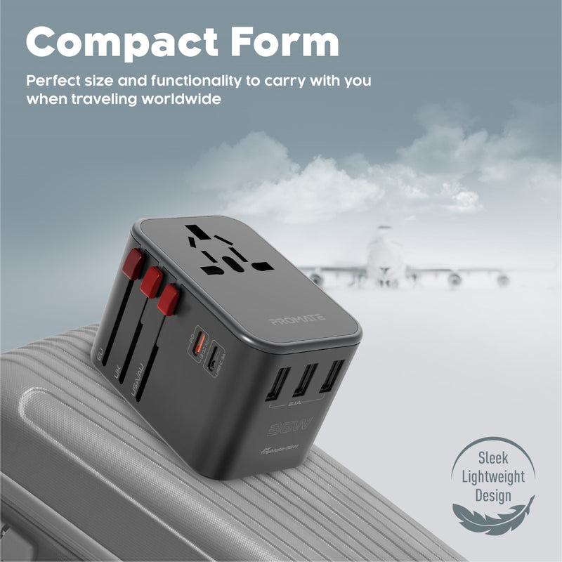 Promate Multi-Port Smart Charging Protected Universal Travel Adapter | TripMate-36W |