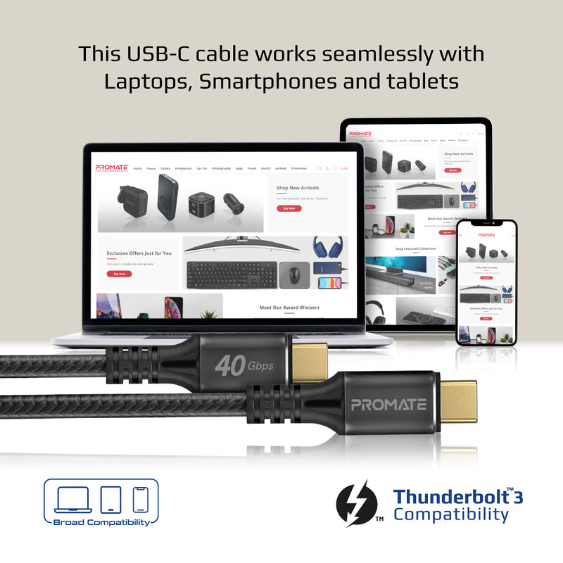 Promate 240W Super Speed Fast Charging USB-C Cable | PowerBolt240-1M |